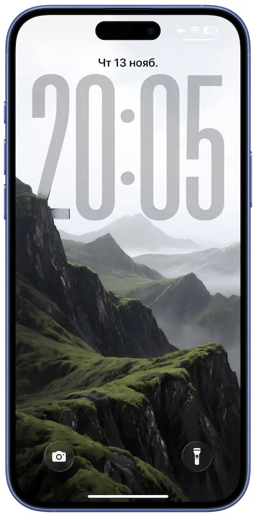 Обои для iPhone c 3D эффектом в сочетании с большими часами