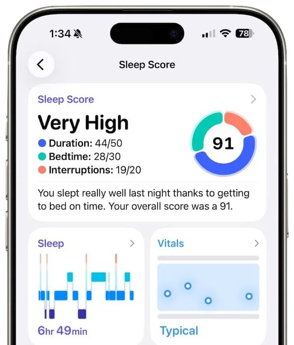 Новые уровни в функции «Оценка сна»