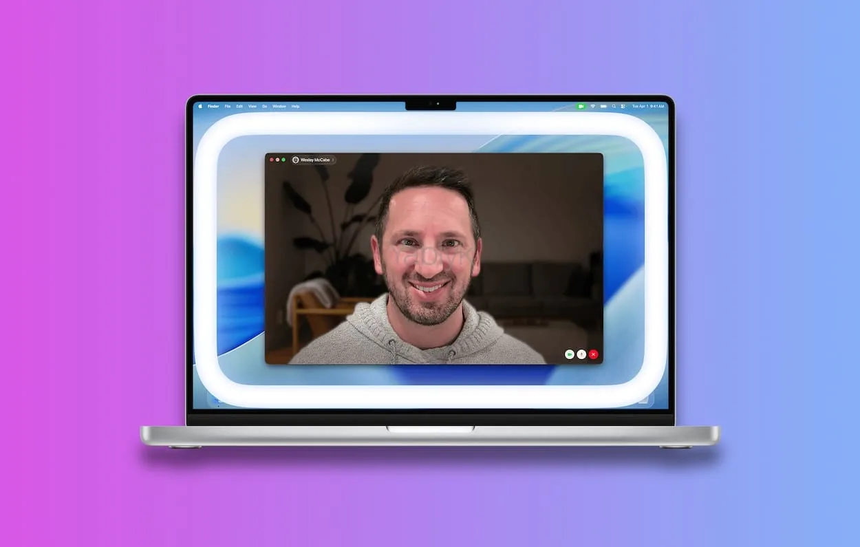 Как на экране Mac включить кольцевую подсветку лица для видеозвонков