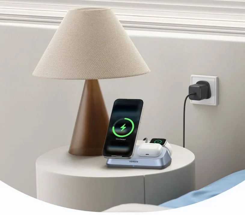 Обзор беспроводной зарядной станции Ugreen Qi2 25 Вт MagFlow 3-in-1 (W711)