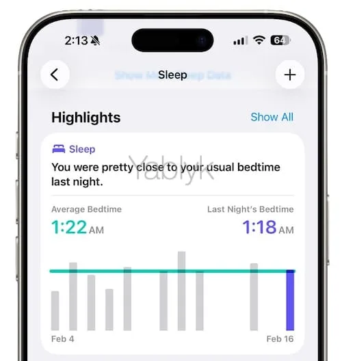 Раздел Сон в приложении Здоровье на iPhone