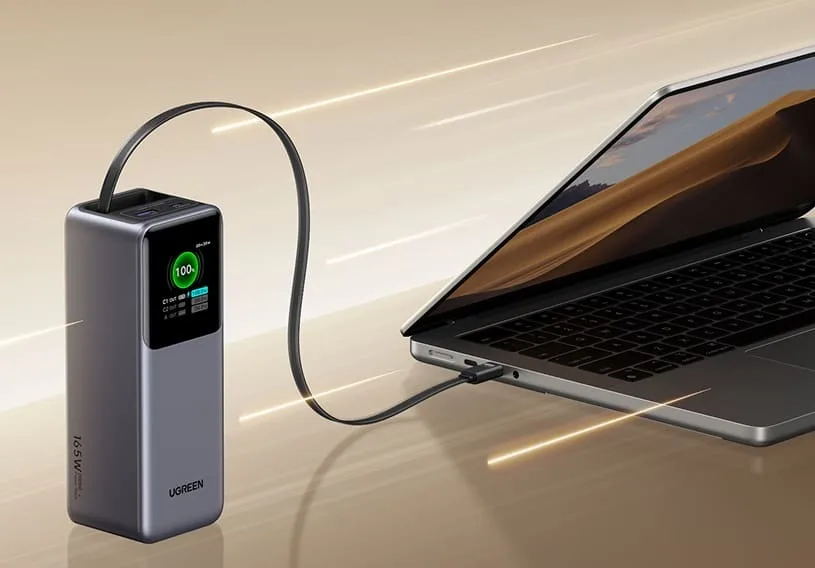 Обзор повербанка Ugreen Nexode 20 000 мАч с выдвижным кабелем, 165 Вт (PB726) - зарядка MacBook