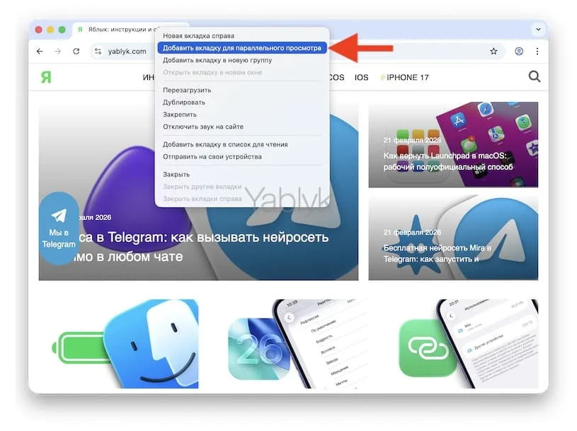 Как войти в режим разделенного экрана в Хроме
