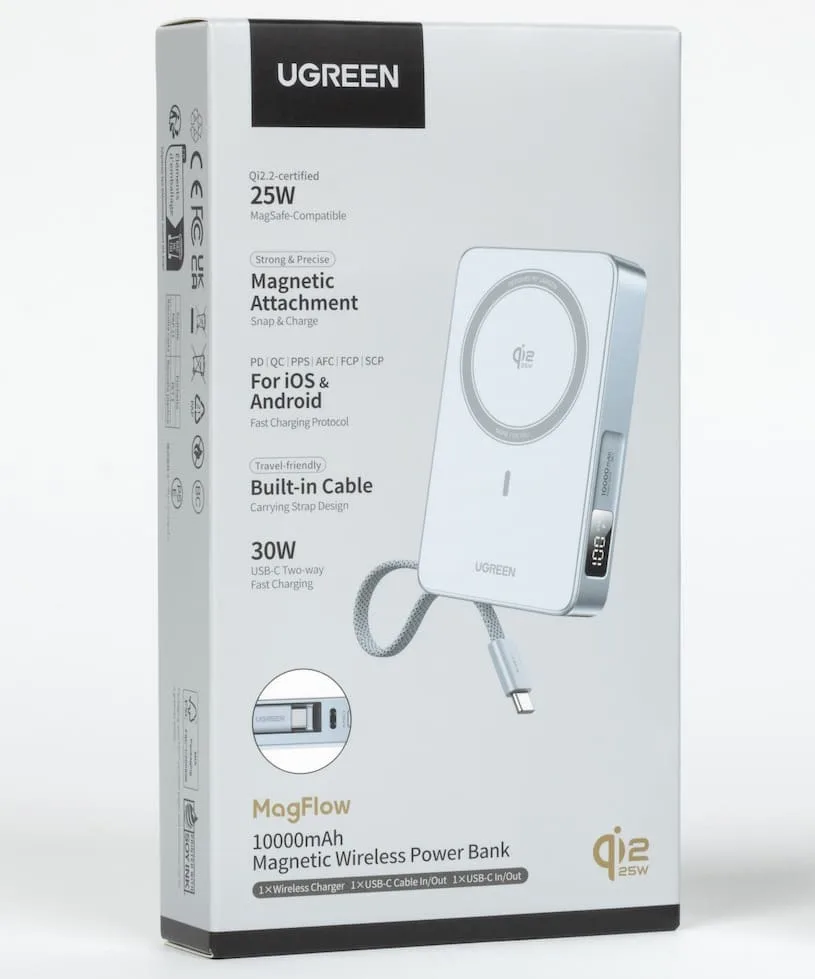 Упаковка и комплектация Ugreen Qi2 MagFlow 10 000 mAh (PB773)