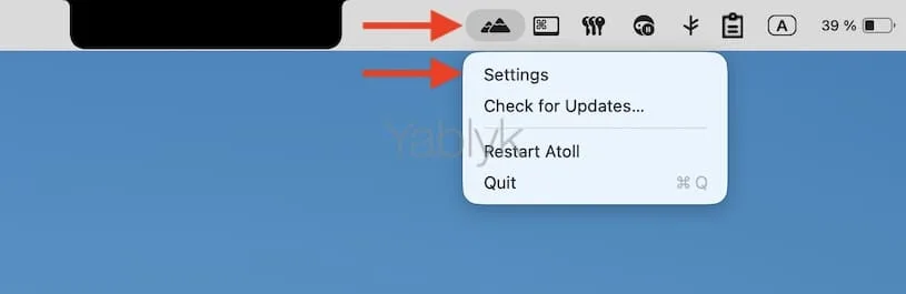 Настройки в приложении Atoll на MacBook