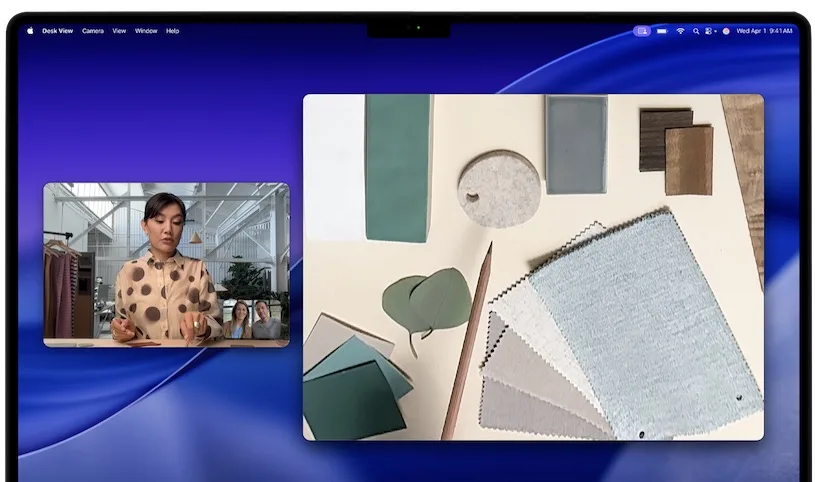 Функция «Обзор стола» в камере macbook pro M5