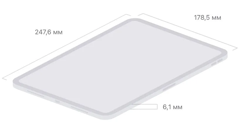 Размеры 11-дюймового iPad Air M4