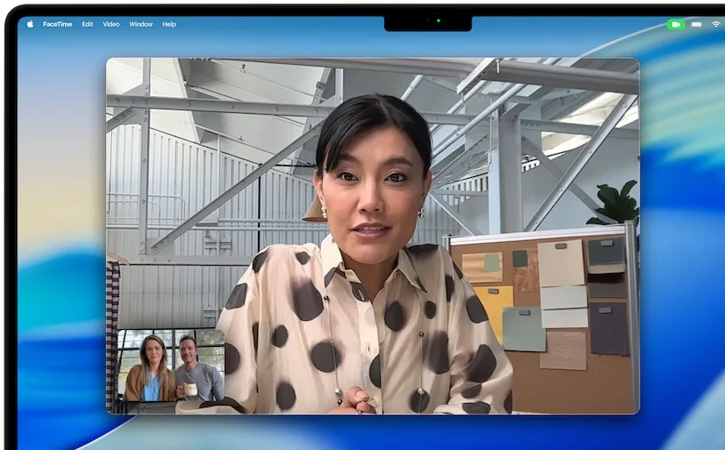 Функция «В центре внимания» в камере macbook pro M5