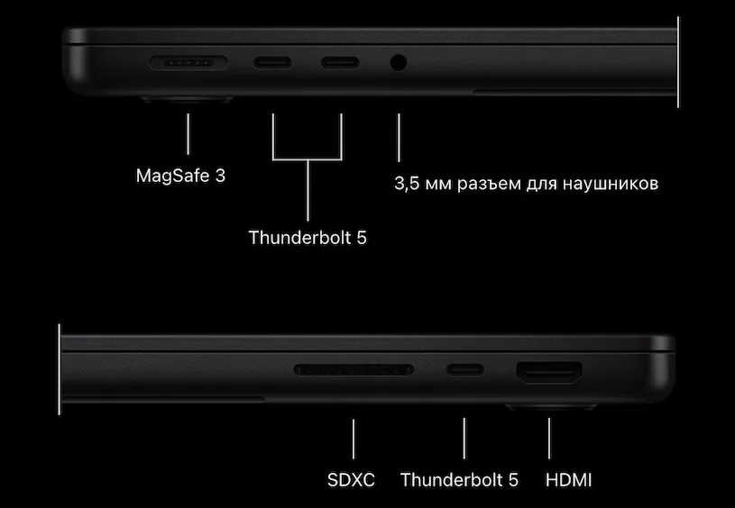 Порты в MacBook Pro M5 Pro и M5 Max