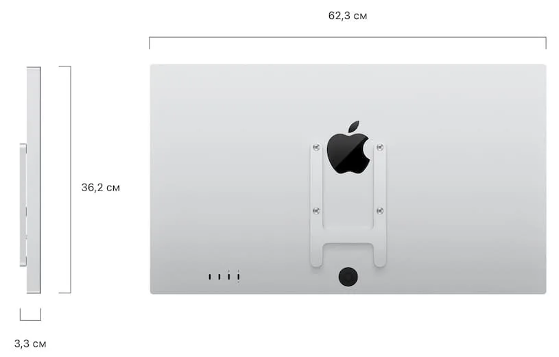Габаритные размеры монитора Studio Display XDR с адаптером VESA