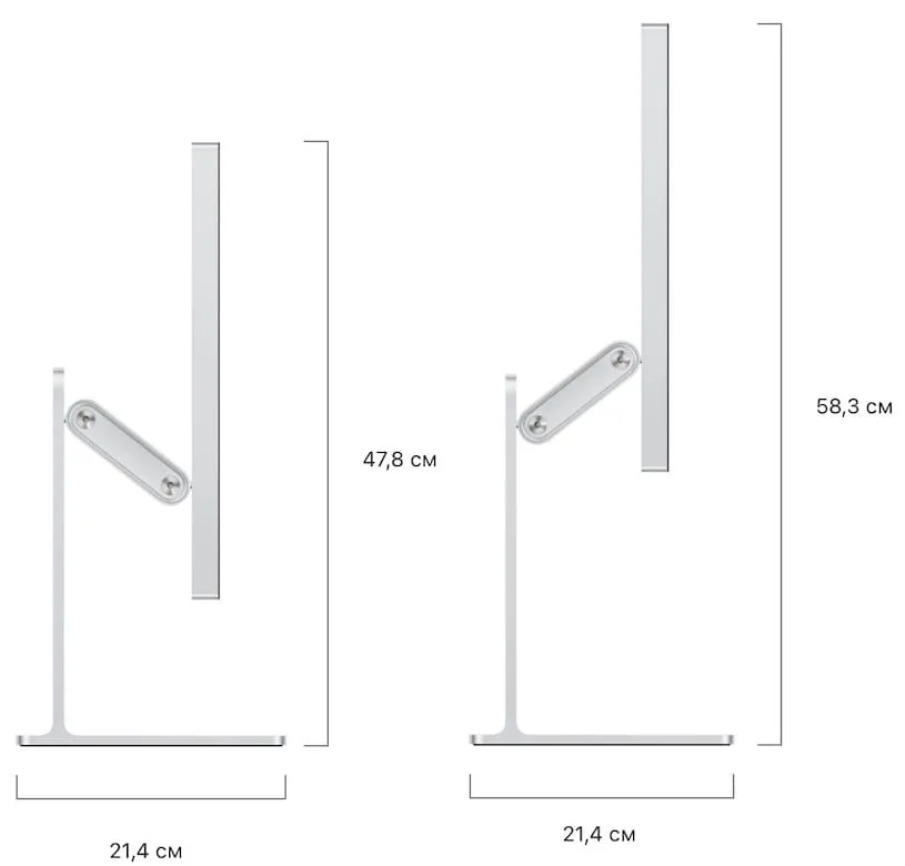 Габаритные размеры монитора Studio Display XDR с подставкой, регулируемой по наклону и высоте