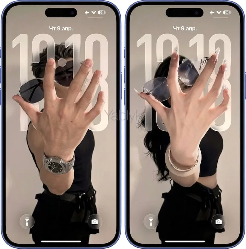 Объемные обои с рукой и очками для iPhone с эффектом глубины